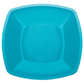 Plastic Plate Flat Turquoise Square shape PP 18 cm (25 Units) 