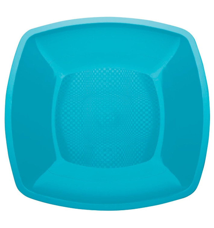Plastic Plate Flat Turquoise Square shape PP 18 cm (300 Units) Plastic Plate Flat Turquoise Square shape PP 18 cm (300 Units)