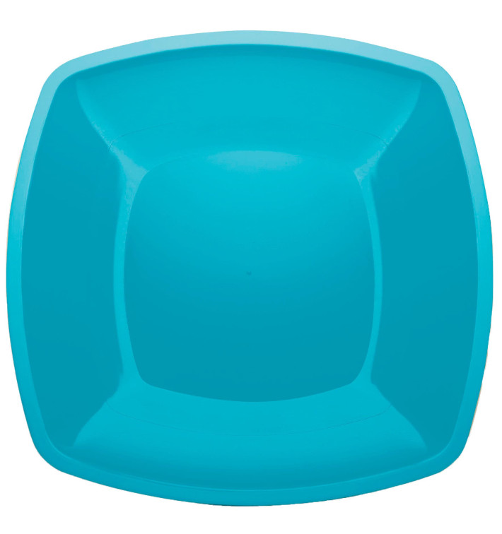 Plastic Plate Flat Turquoise Square shape PS 30 cm (12 Units) Plastic Plate Flat Turquoise Square shape PS 30 cm (12 Units)