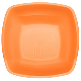 Plastic Plate Deep Orange Square shape PP 18 cm (25 Units) 