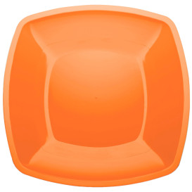Plastic Plate Flat Orange Square shape PS 30 cm (12 Units) 