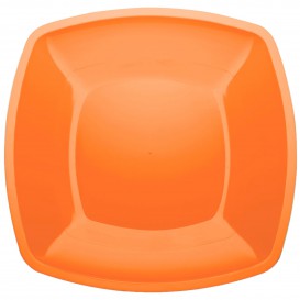 Plastic Plate Flat Orange Square shape PS 30 cm (144 Units)