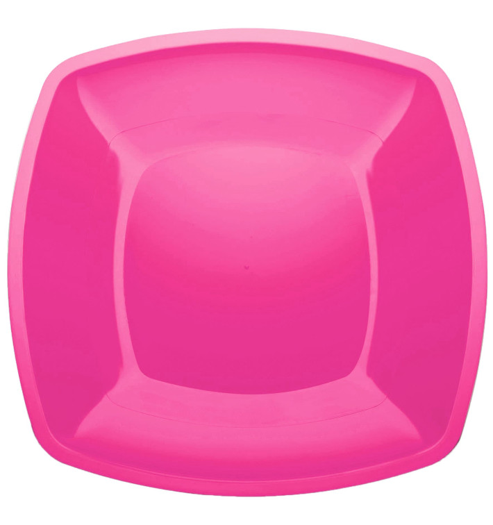 Plastic Plate Flat Fuchsia Square shape PS 30 cm (144 Units) Plastic Plate Flat Fuchsia Square shape PS 30 cm (144 Units)
