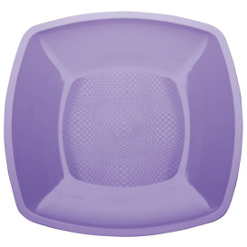 Plastic Plate Flat Lilac Square shape PP 18 cm (25 Units) 