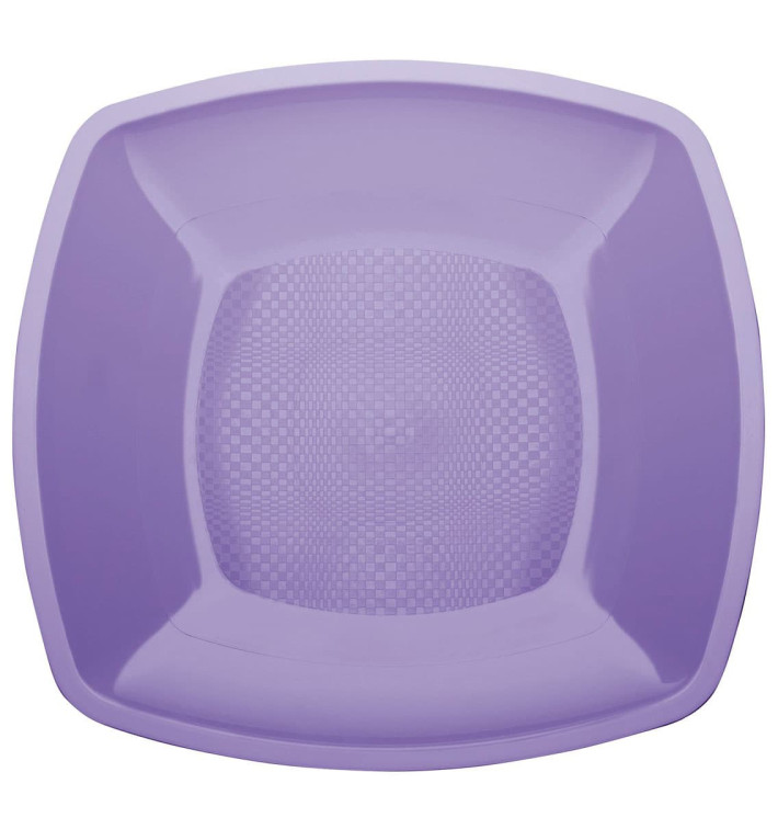 Plastic Plate Flat Lilac Square shape PP 23 cm (25 Units) Plastic Plate Flat Lilac Square shape PP 23 cm (25 Units)