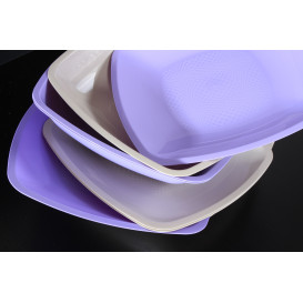 Plastic Plate Flat Lilac Square shape PP 18 cm (25 Units) 
