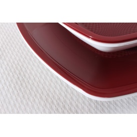 Plastic Plate Flat Burgundy Square shape PP 23 cm (25 Units) 