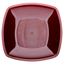 Plastic Plate Deep Burgundy Square shape PP 18 cm (25 Units) 