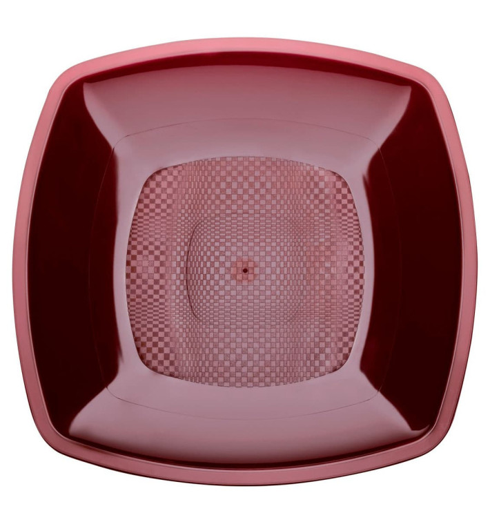 Plastic Plate Deep Burgundy Square shape PP 18 cm (25 Units) Plastic Plate Deep Burgundy Square shape PP 18 cm (25 Units)