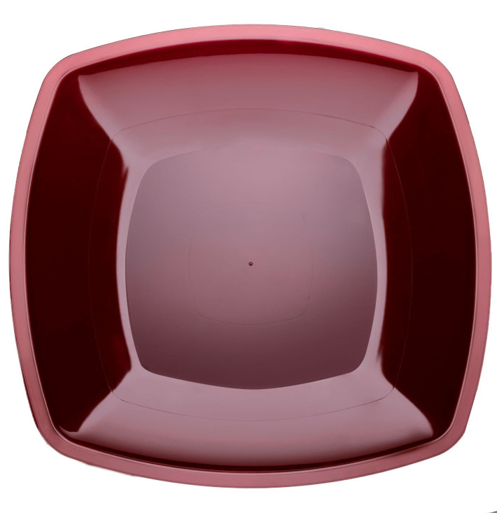 Plastic Plate Flat Burgundy Square shape PS 30 cm (12 Units) Plastic Plate Flat Burgundy Square shape PS 30 cm (12 Units)