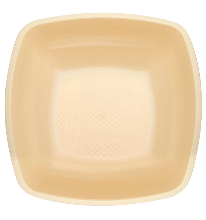 Plastic Plate Deep Cream Square shape PP 18 cm (25 Units) Plastic Plate Deep Cream Square shape PP 18 cm (25 Units)