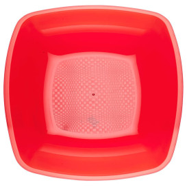 Plastic Plate Deep Red Square shape PS 18 cm (300 Units)