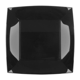 Plastic Plate Flat Black "Nice" PP 23 cm (25 Units) 