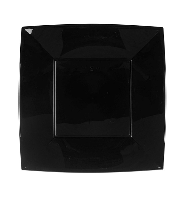 Plastic Plate Flat Black "Nice" PP 29 cm (144 Units) Plastic Plate Flat Black "Nice" PP 29 cm (144 Units)