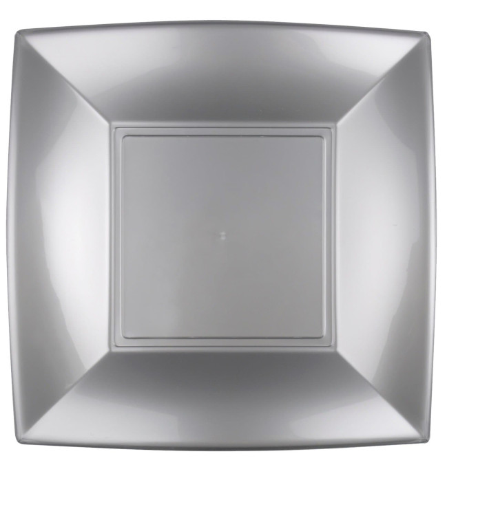 Plastic Plate Flat Grey "Nice" PP 29 cm (12 Units) Plastic Plate Flat Grey "Nice" PP 29 cm (12 Units)