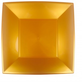 Plastic Plate Flat Gold "Nice" PP 29 cm (12 Units) 