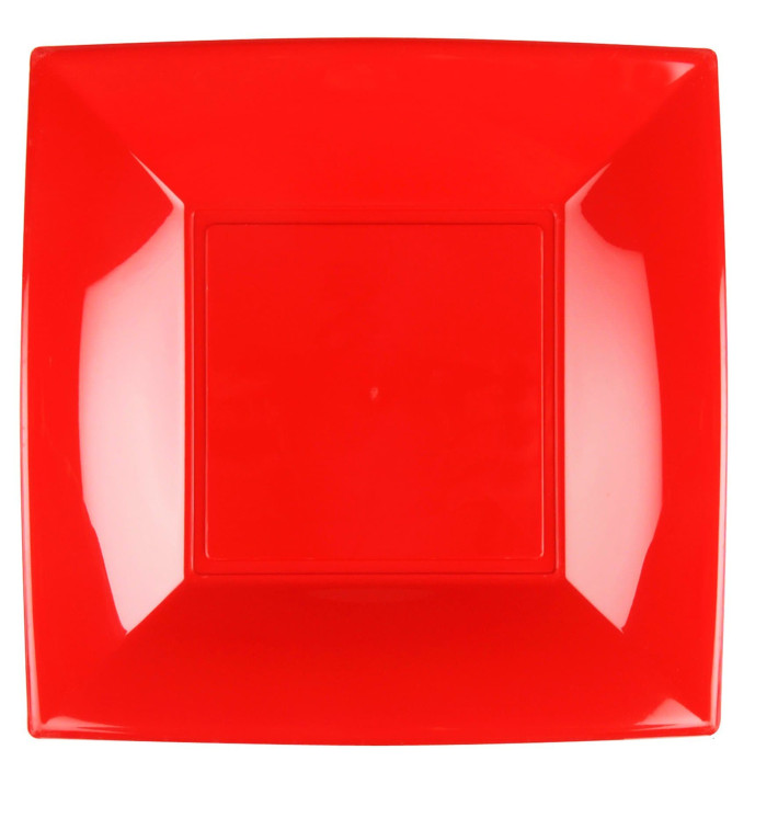 Plastic Plate Flat Red "Nice" PP 29 cm (12 Units) Plastic Plate Flat Red "Nice" PP 29 cm (12 Units)
