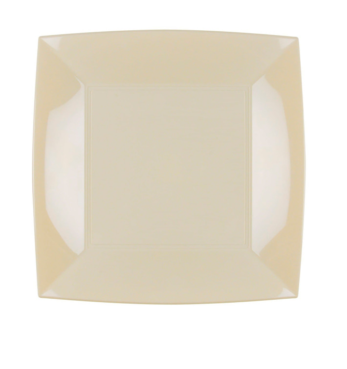 Plastic Plate Flat Cream "Nice" PP 23cm (25 Units) Plastic Plate Flat Cream "Nice" PP 23cm (25 Units)