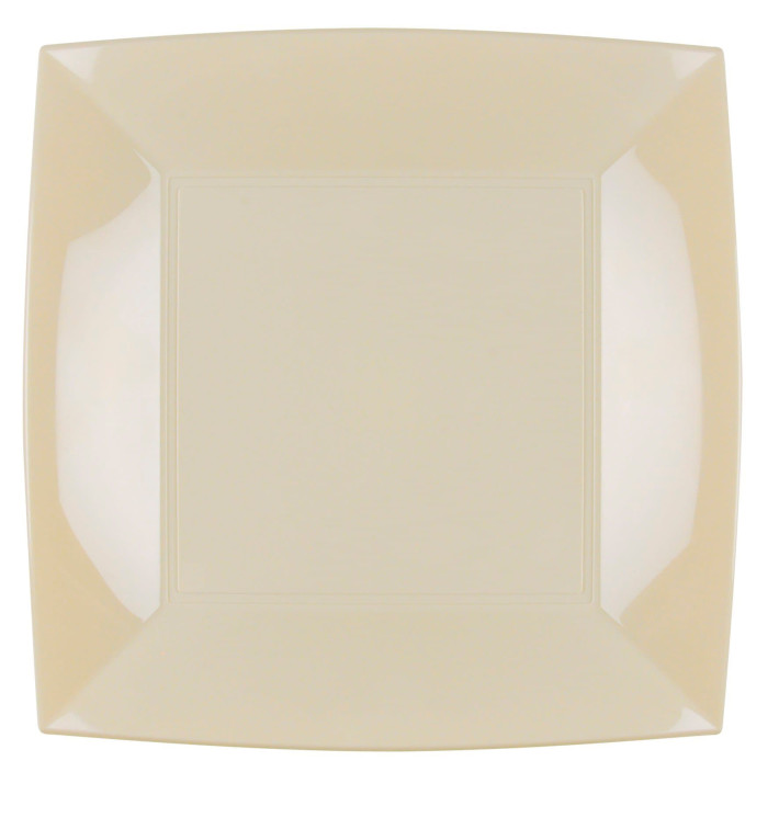 Plastic Plate Flat Cream "Nice" PP 29cm (12 Units) Plastic Plate Flat Cream "Nice" PP 29cm (12 Units)