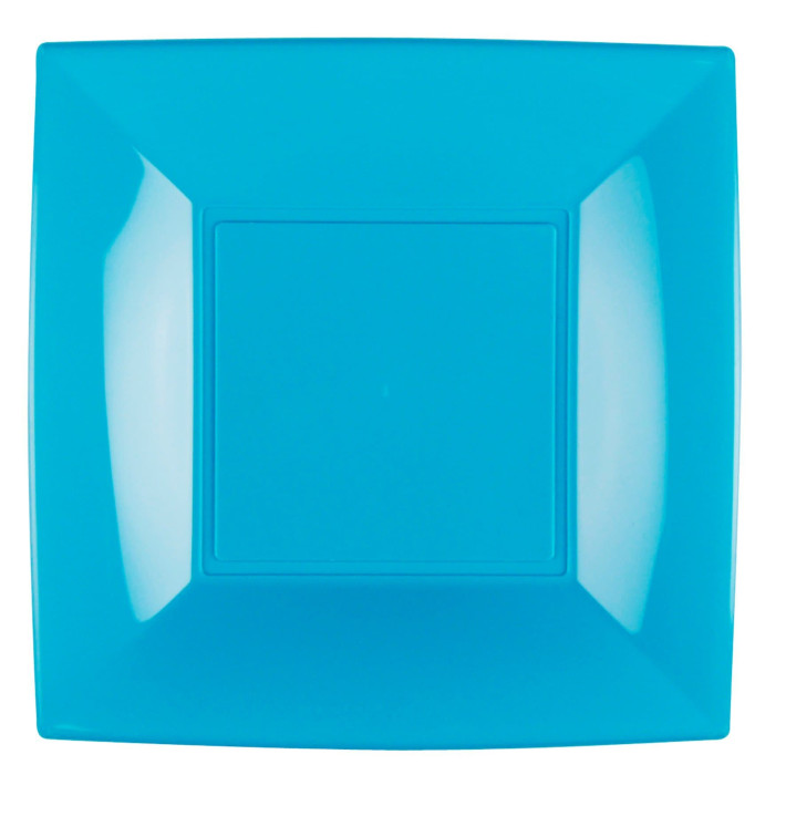 Plastic Plate Flat Turquoise "Nice" PP 29 cm (12 Units) Plastic Plate Flat Turquoise "Nice" PP 29 cm (12 Units)