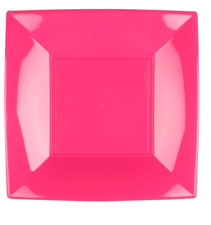 Plastic Plate Flat Fuchsia "Nice" PP 29 cm (12 Units) 