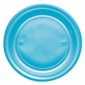 Plastic Plate PS Flat Turquoise Ø22 cm (780 Units)