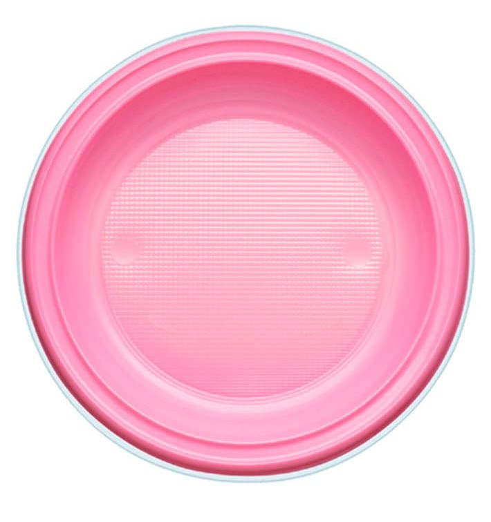 Plastic Plate PS Flat Pink Ø22 cm (30 Units) 