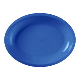 Plastic Platter Oval Shape Mediterranean Blue "Round" PP 30,5 cm (300 Units)