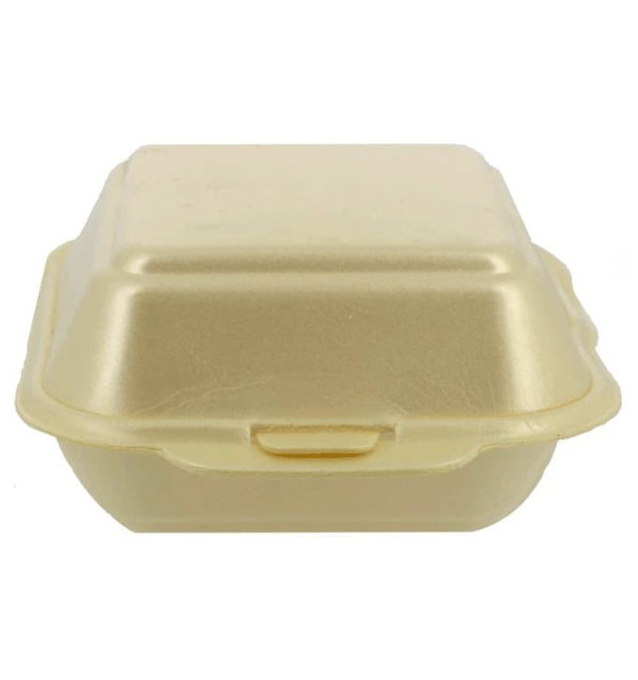 Foam Burger Boxes Take-Out Small size Champagne (500 Units) Foam Burger Boxes Take-Out Small size Champagne (500 Units)