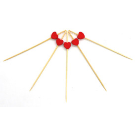 Wooden Food Pick Heart Design Red 12cm (200 Units)  