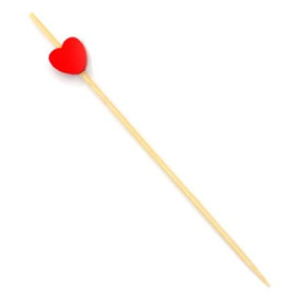 Wooden Food Pick Heart Design Red 12cm (200 Units)  