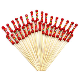 Bamboo Food Pick Red Design 12cm (200 Units)  