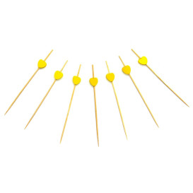 Wooden Food Pick Heart Design Yellow 12cm (200 Units)  