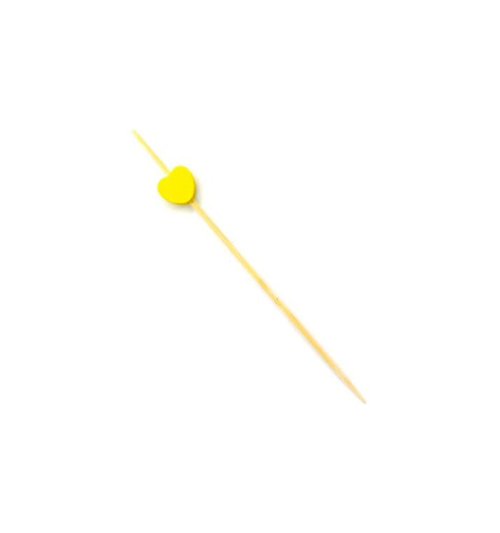 Wooden Food Pick Heart Design Yellow 12cm (200 Units) Wooden Food Pick Heart Design Yellow 12cm (200 Units)