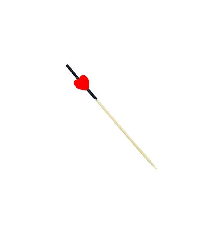 Bamboo Food Pick "Heart" Design Red and Black 12cm (5000 Units) Bamboo Food Pick "Heart" Design Red and Black 12cm (5000 Units)