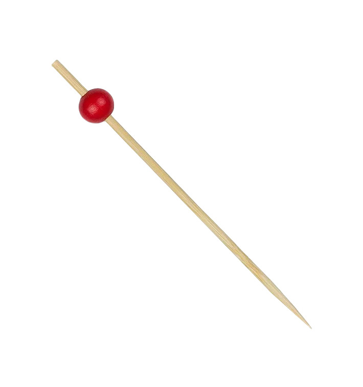 Bamboo Food Pick "Big Ball" Design Red 12cm (200 Units) Bamboo Food Pick "Big Ball" Design Red 12cm (200 Units)