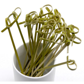 Bamboo Food Pick Bow Design Natural Green 18cm (200 Units)  