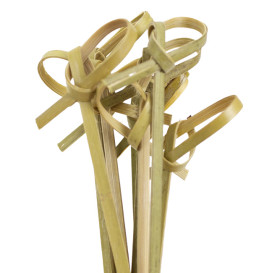 Bamboo Food Pick Bow Design Natural Green 15cm (200 Units)  