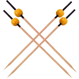 Bamboo Food Pick Black and Yellow 12cm (200 Units)  