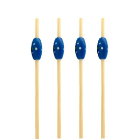 Bamboo Food Pick "Punteado" Design Blue 12cm (5000 Units)