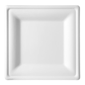 Sugarcane Plate Square shape White 15x15 cm (50 Units) 