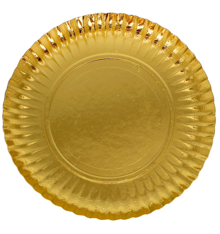 Paper Plate Round Shape Gold 23cm (100 Units) Paper Plate Round Shape Gold 23cm (100 Units)