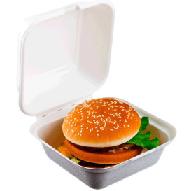 Sugarcane Burger Box White 152x152x84mm (600 Units)