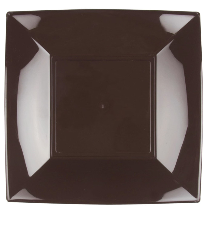 Plastic Plate Flat Brown "Nice" PP 29 cm (12 Units) Plastic Plate Flat Brown "Nice" PP 29 cm (12 Units)