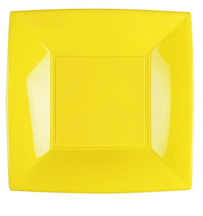 Plastic Plate Flat Yellow "Nice" PP 29 cm (12 Units) Plastic Plate Flat Yellow "Nice" PP 29 cm (12 Units)