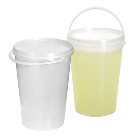 Plastic Bucket with Handle and Lid Clear 1000 ml (10 Units)