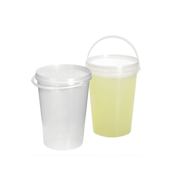 Plastic Bucket with Handle and Lid Clear 1000 ml (10 Units)