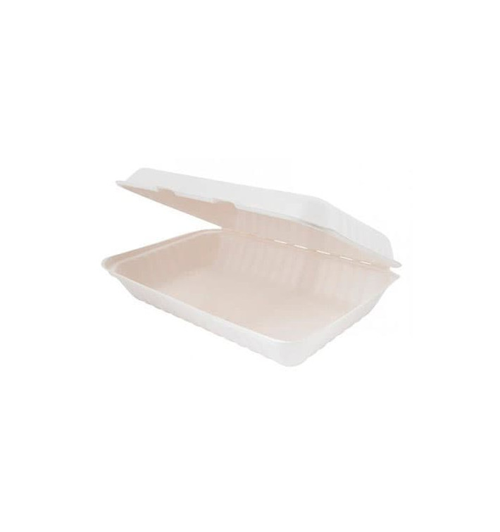 Sugarcane Hinged Container White 33,5x23x7,5cm (50 Units) Sugarcane Hinged Container White 33,5x23x7,5cm (50 Units)