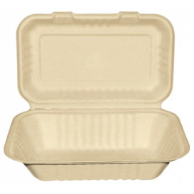 Sugarcane Hinged Container "Menu Box" Natural 22,5x16,5x6,4cm (50 Units) 