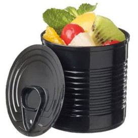 Tasting Plastic Tin Can PS Black 60ml Ø5,1x4,8 cm (25 Units) 